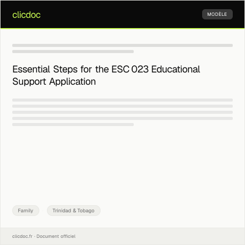 Document preview: Application for Educational Support for Children (ESC 023) — Family, Trinidad & Tobago