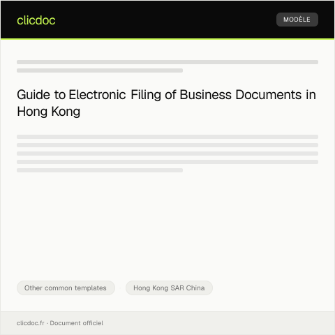 Document preview: Application for Electronic Filing of Business Documents (電子提交商業文件申請) — Other common templates, Hong Kong SAR China