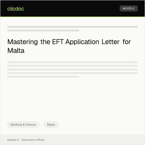 Document preview: Application for Electronic Funds Transfer (EFT) — Banking & finance, Malta