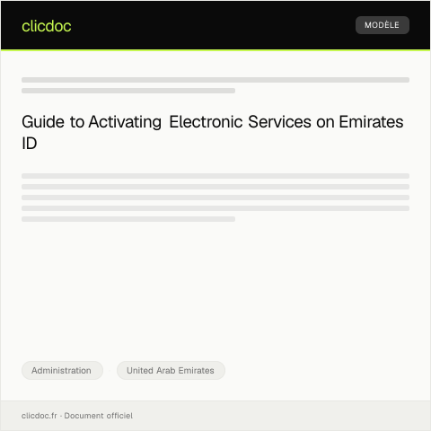 Document preview: Application for Electronic Service Activation on Emirates ID — Administration, United Arab Emirates