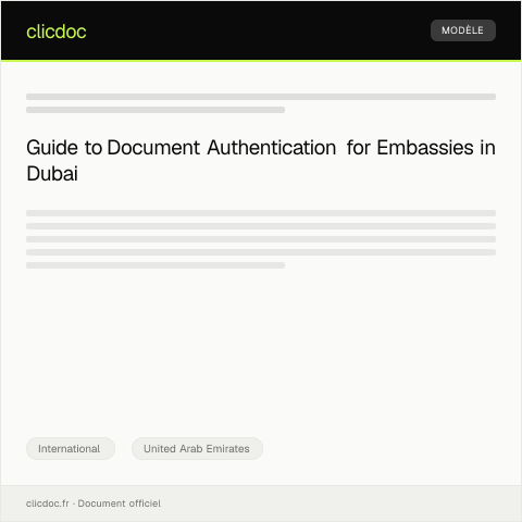 Document preview: Application for Embassy Document Authentication in Dubai — International, United Arab Emirates