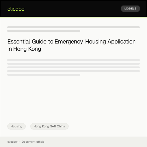Document preview: Application for Emergency Housing緊急住房申請 — Housing, Hong Kong SAR China