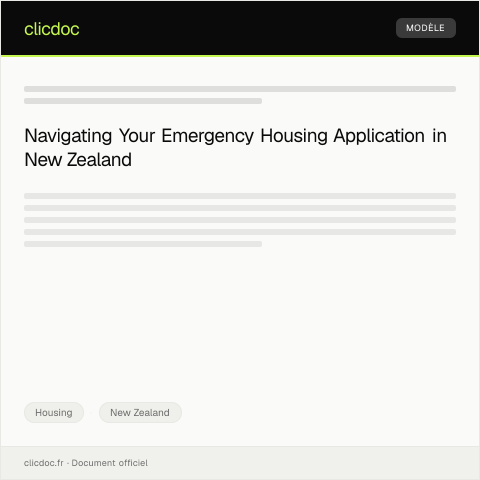 Document preview: Application for Emergency Housing / Tono Whare Whakarere Matua — Housing, New Zealand