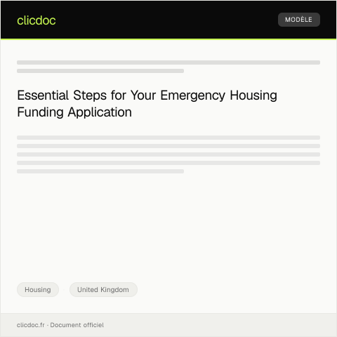 Document preview: Application for Emergency Housing Funding — Housing, United Kingdom