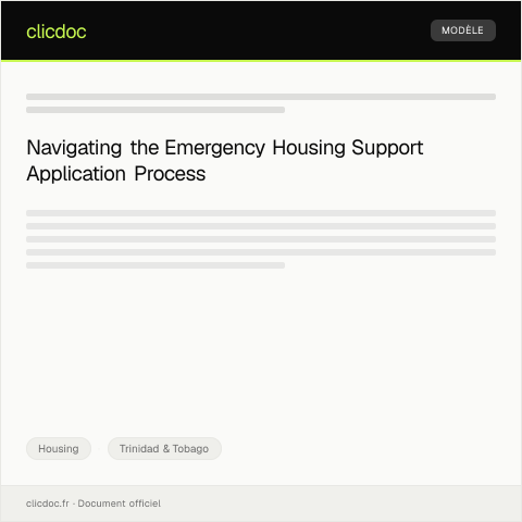 Document preview: Application for Emergency Housing Support — Housing, Trinidad & Tobago