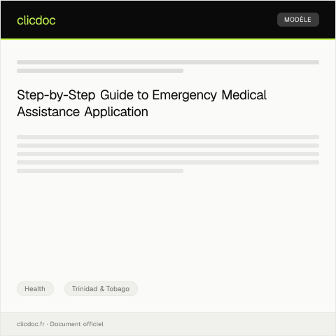 Document preview: Application for Emergency Medical Assistance — Health, Trinidad & Tobago
