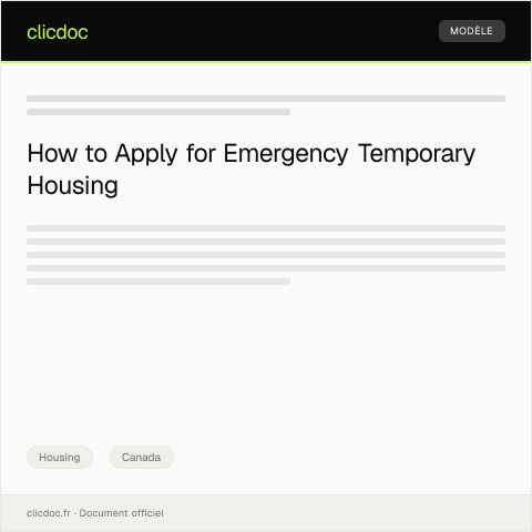 Document preview: Application for Temporary Housing – Emergency — Housing, Canada