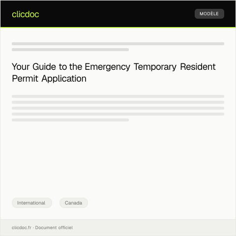 Document preview: Application for a Temporary Resident Permit for Emergency / Demande de permis de résident temporaire en cas d'urgence — International, Canada