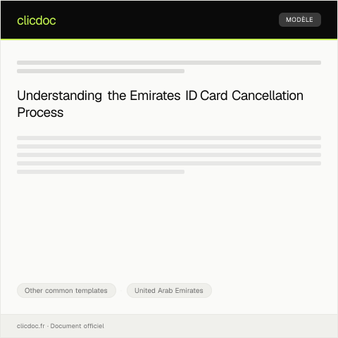 Document preview: Application for Emirates ID Card Cancellation — Other common templates, United Arab Emirates