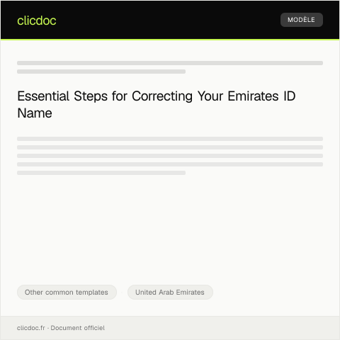 Document preview: Application for Emirates ID Card Name Correction — Other common templates, United Arab Emirates