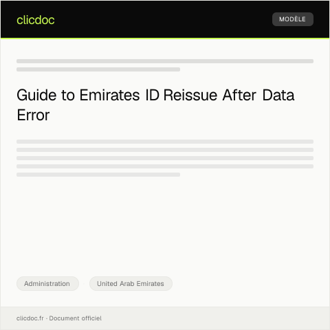 Document preview: Application for Emirates ID Reissue After Data Error — Administration, United Arab Emirates
