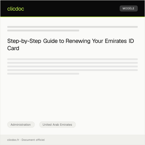 Document preview: Application for Emirates ID Card Renewal via Federal Authority for Identity & Citizenship — Administration, United Arab Emirates