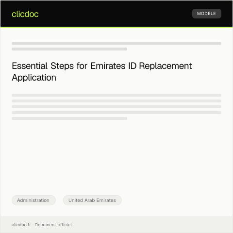 Document preview: Application for Emirates ID Replacement — Administration, United Arab Emirates