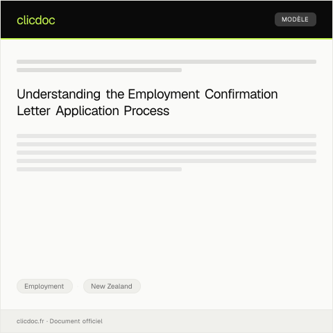 Document preview: Application for Employment Confirmation Letter — Employment, New Zealand