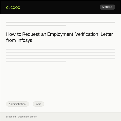 Document preview: Application for Letter of Employment Verification from Infosys — Administration, India