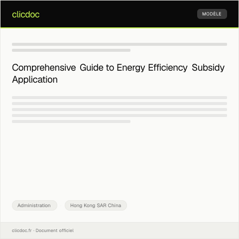 Document preview: Application for Energy Efficiency Subsidy — Administration, Hong Kong SAR China