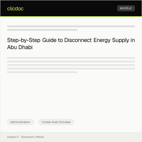Document preview: Application for Energy Supply Disconnection at Abu Dhabi Distribution Company — Administration, United Arab Emirates