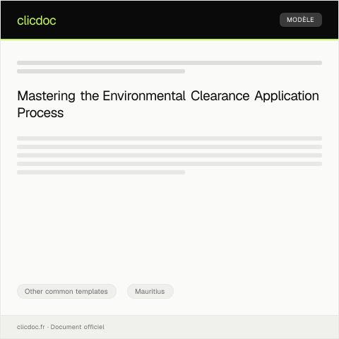 Document preview: Application for Environmental Clearance — Other common templates, Mauritius