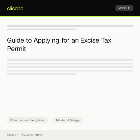 Document preview: Application for Excise Tax Permit — Other common templates, Trinidad & Tobago
