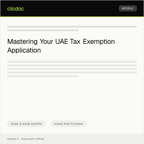 Document preview: Application for Exemption from Certain Taxes — Taxes & social benefits, United Arab Emirates