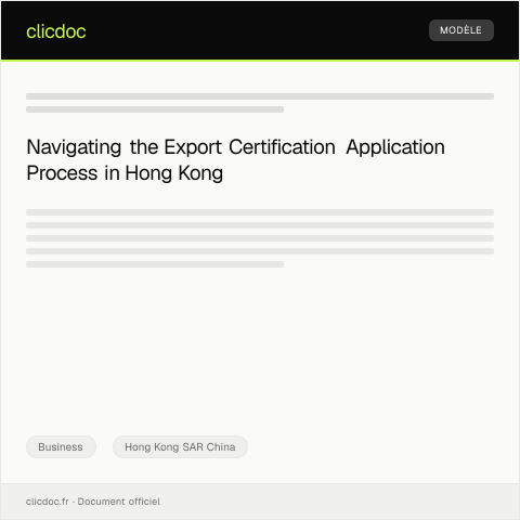 Document preview: Application for Export Certification for Goods from Hong Kong Customs — Business, Hong Kong SAR China