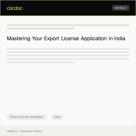 Document preview: Application for Export License — Other common templates, India
