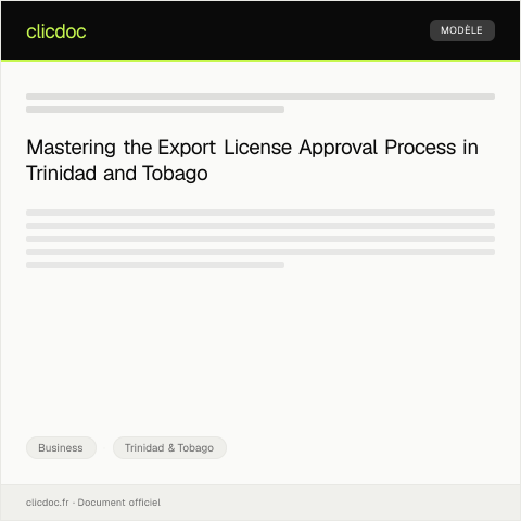 Document preview: Application for Export License Approval — Business, Trinidad & Tobago