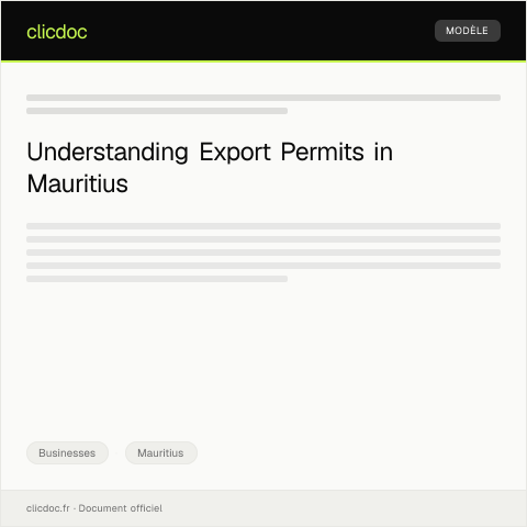 Document preview: Application for Export Permit - Mauritius Export Authority — Businesses, Mauritius