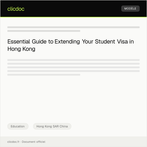Document preview: Application for Extension of Student Visa / 學生簽證延期申請 — Education, Hong Kong SAR China