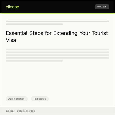 Document preview: Application for Extension of Tourist Visa at Bureau of Immigration — Administration, Philippines
