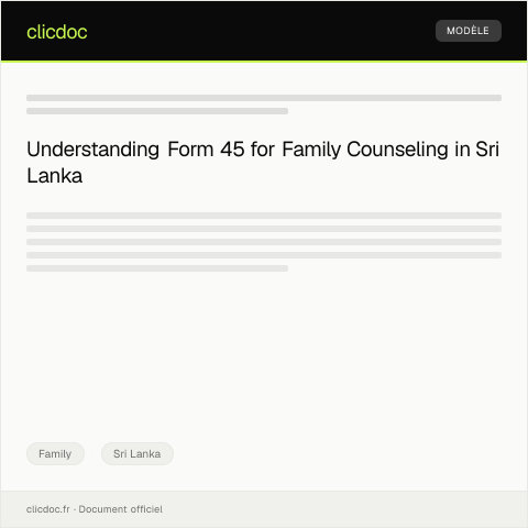 Document preview: Application for Family Counseling – Form 45 — Family, Sri Lanka