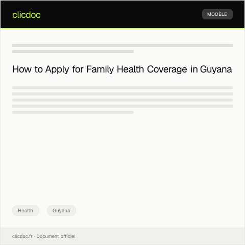 Document preview: Application for Family Health Coverage with the National Insurance Scheme — Health, Guyana