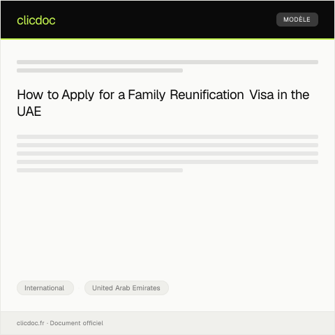 Document preview: Application for Family Reunification Visa from UAE Immigration Authorities — International, United Arab Emirates