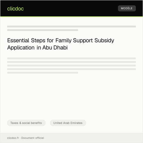Document preview: Application for Family Support Subsidy in Abu Dhabi — Taxes & social benefits, United Arab Emirates