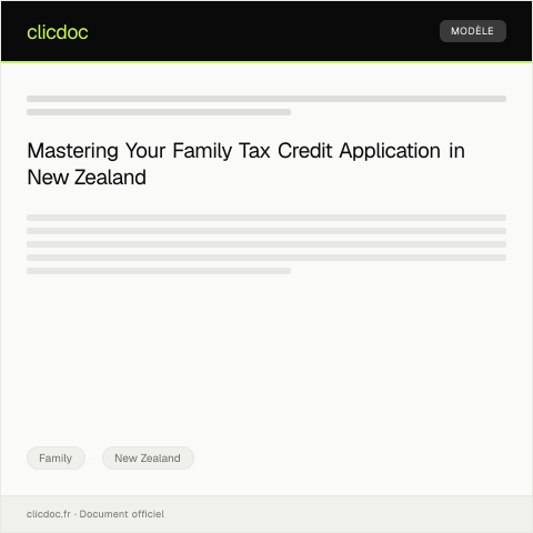 Document preview: Application for Family Tax Credit — Family, New Zealand