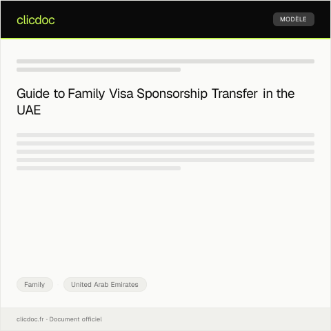 Document preview: Application for Family Visa Sponsorship Transfer from Dubai Visa Processing Center — Family, United Arab Emirates