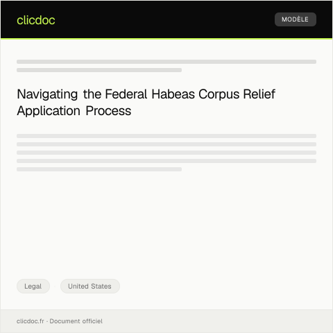 Document preview: Application for a Federal Habeas Corpus Relief — Legal, United States