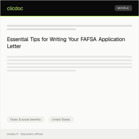 Document preview: Application for Federal Student Aid (FAFSA) — Taxes & social benefits, United States