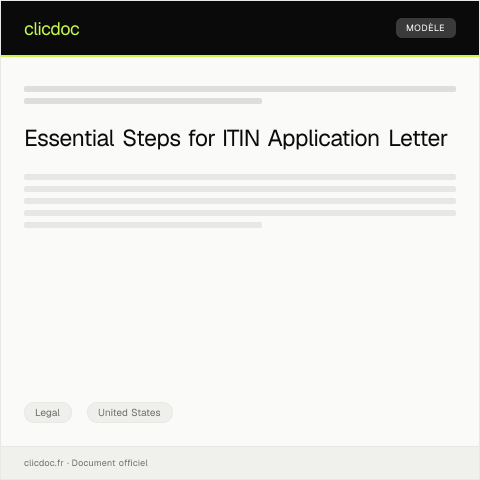Document preview: Application for Federal Taxpayer Identification Number (ITIN) — Legal, United States