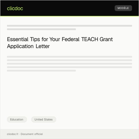 Document preview: Application for Federal TEACH Grant — Education, United States