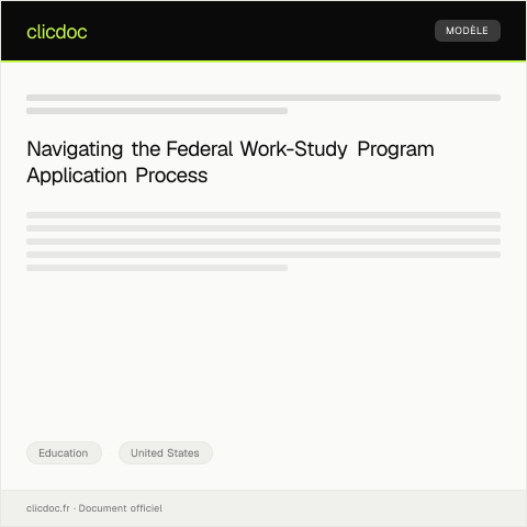 Document preview: Application for Federal Work-Study Program — Education, United States