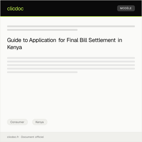 Document preview: Application for Final Bill Settlement (Form AC-FIN013) — Consumer, Kenya