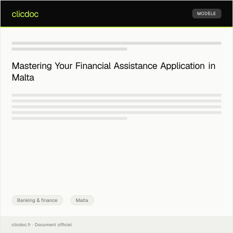 Document preview: Application for Financial Assistance — Banking & finance, Malta