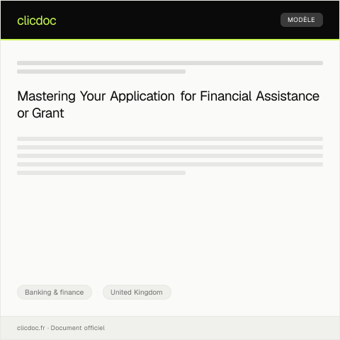 Document preview: Application for Financial Assistance or Grant — Banking & finance, United Kingdom