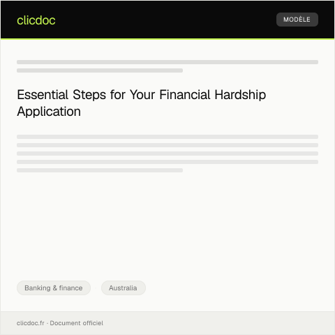 Document preview: Application for Financial Hardship Support — Banking & finance, Australia