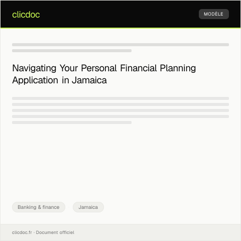 Document preview: Application for a Personal Financial Planning Service in Jamaica — Banking & finance, Jamaica