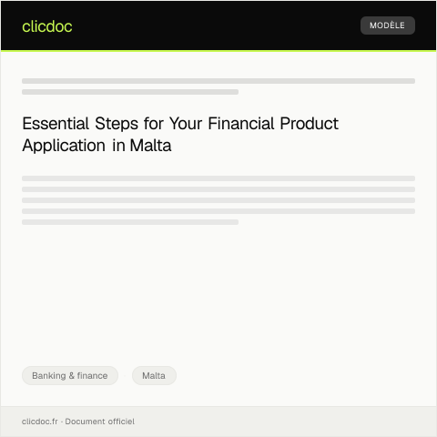 Document preview: Application for Financial Product Details — Banking & finance, Malta