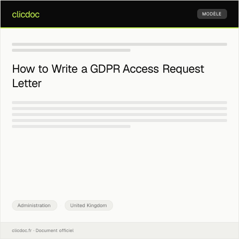 Document preview: Application for GDPR Access to Personal Data — Administration, United Kingdom