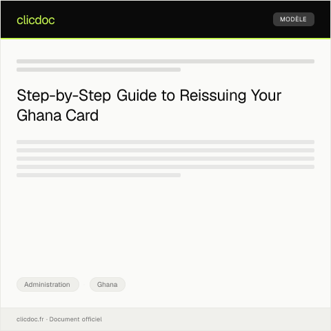 Document preview: Application for Ghana Card Reissuance Due to Loss of Primary ID — Administration, Ghana