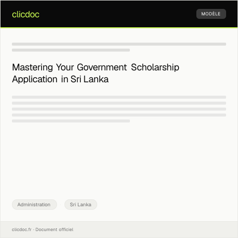Document preview: Application for Government Scholarship — Administration, Sri Lanka
